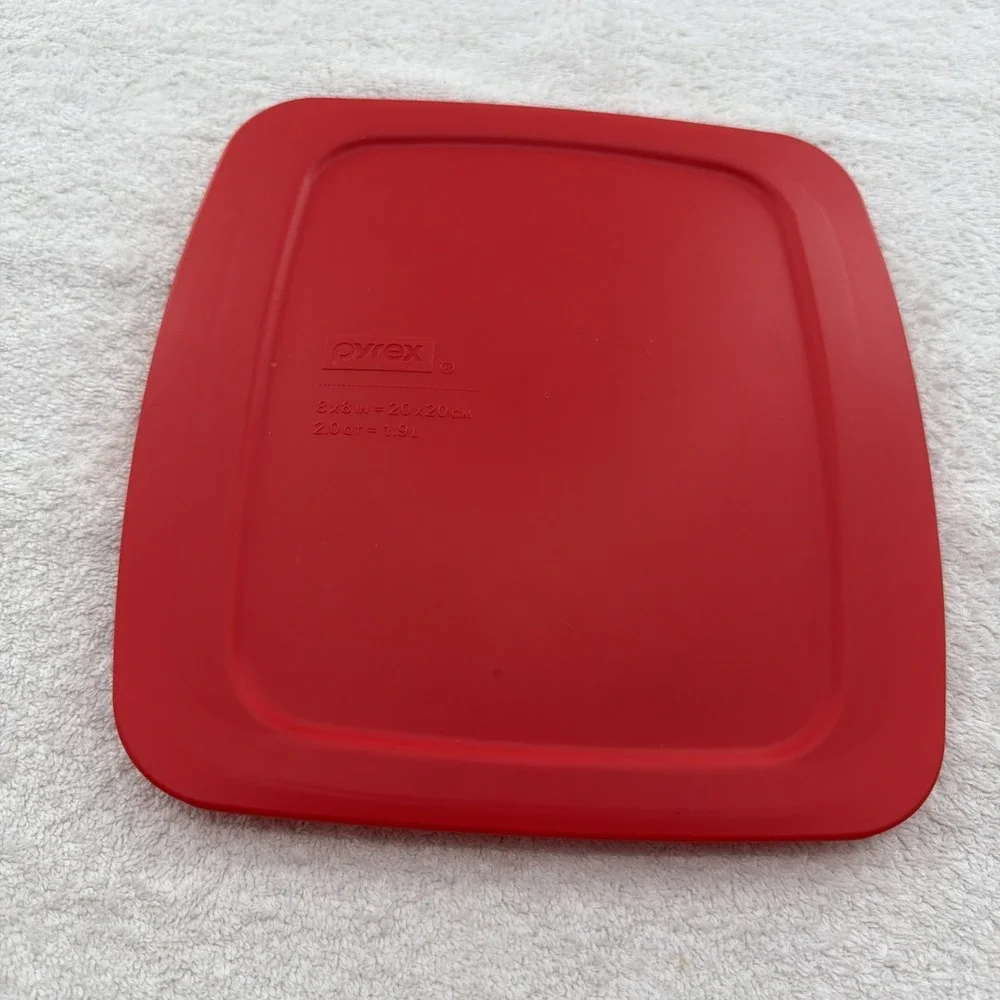 Pyrex Lid Red 8x8 Square C-222-PC 2qt Easy Grab Replacement LID ONLY USA